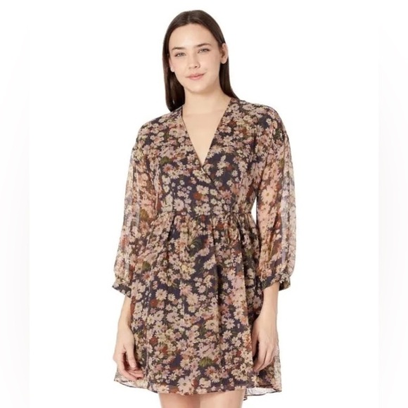 NWT Madewell | Drawstring Faux-Wrap Mini Dress in Daisy Reverie, Small, Boho - Picture 6 of 14